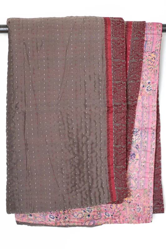 Neat Silk Blend Kantha Throw