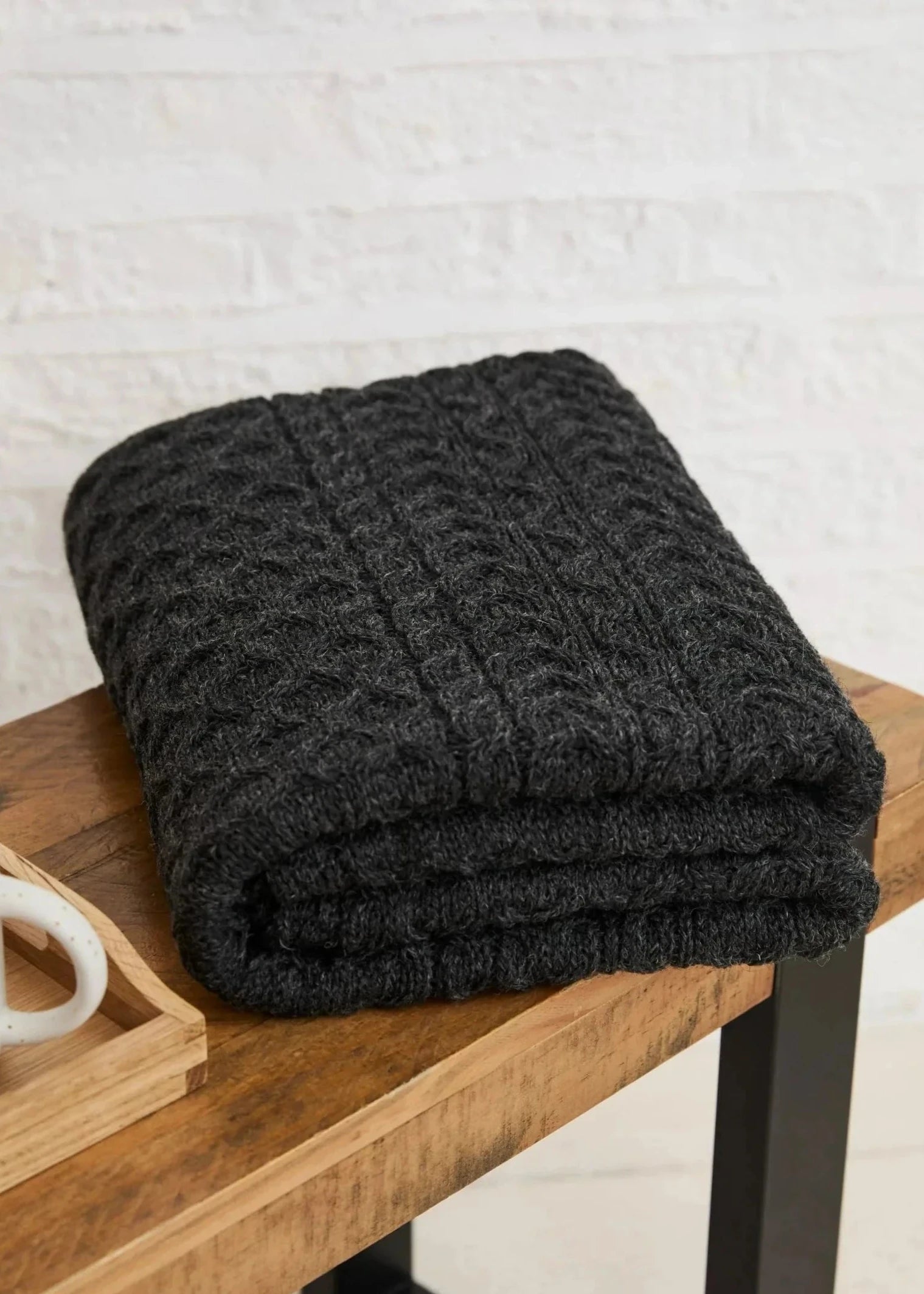 Aran Pure Wool Throw | Charcoal