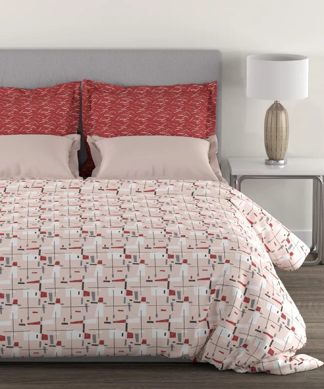 Home Essential King Bedsheet,144 Tc, Criss Cross Red