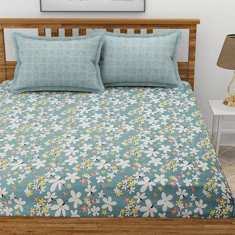 Sorrel Floral Bedsheet - Blue Grey