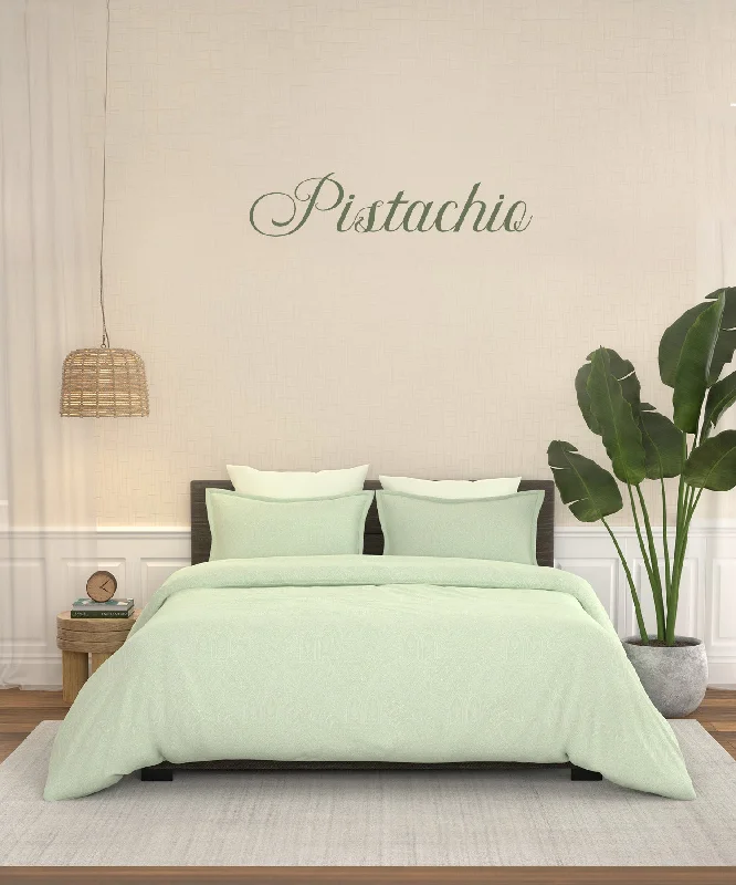 Home Essential Pastel Poetry King Bedsheet 144 Tc, 100% Cotton, Adelia Pistachio