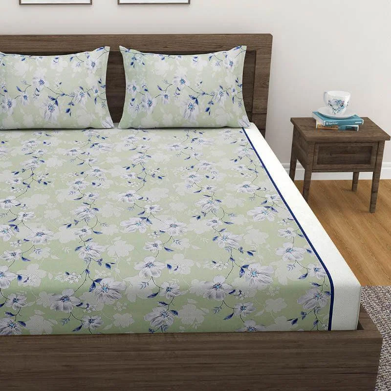 Anvitha Floral Bedsheet - Green