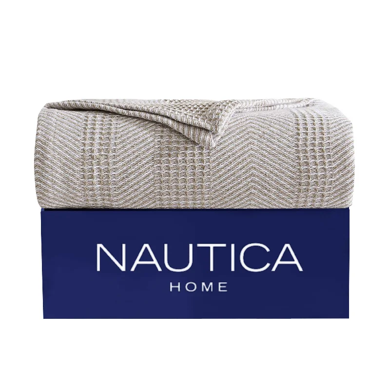 Nautica Chevron Brown Full Queen Blanket