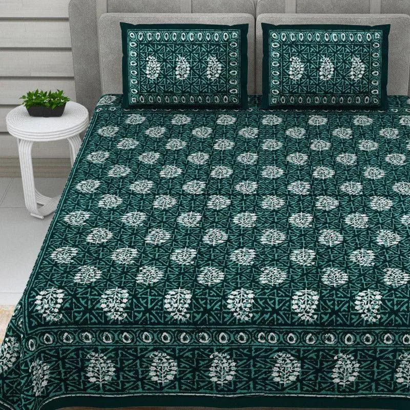 Sanika Printed Bedsheet - Green