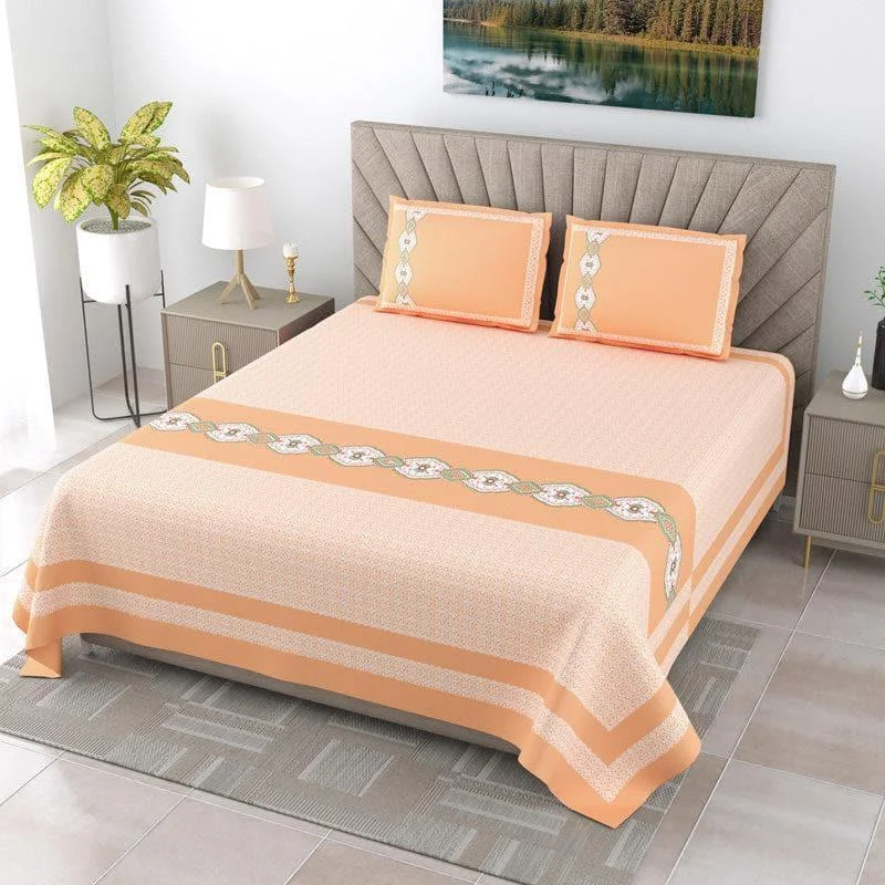 Recorra Printed Bedsheet - Orange