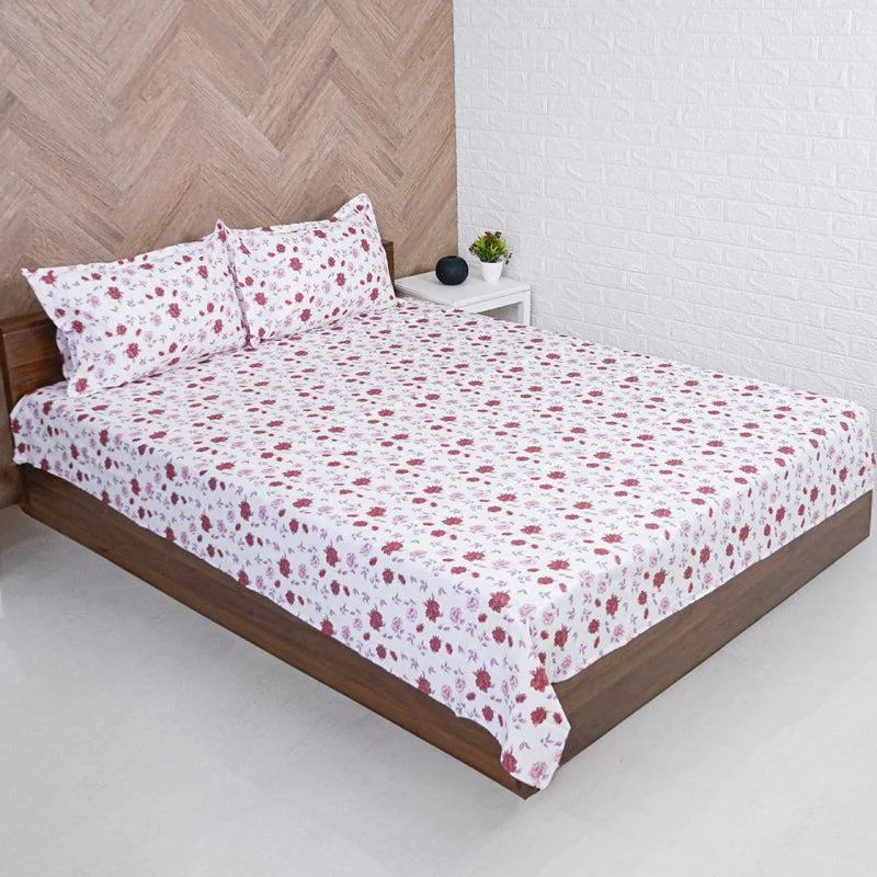 Mudra Floral Bedsheet - Pink