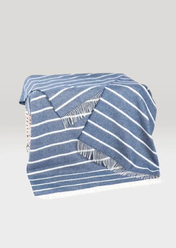 John Hanly Denim White Horizontal Stripe Throw