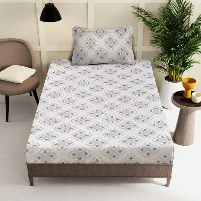 Gienna Printed Bedsheet - Ivory