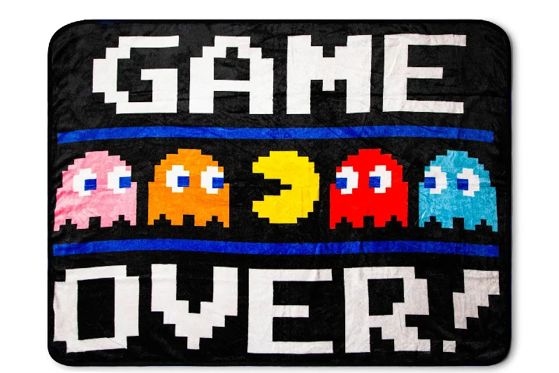 Pac-Man "Game Over" Fleece Throw Blanket | 45 x 60 Inch Cozy Blanket