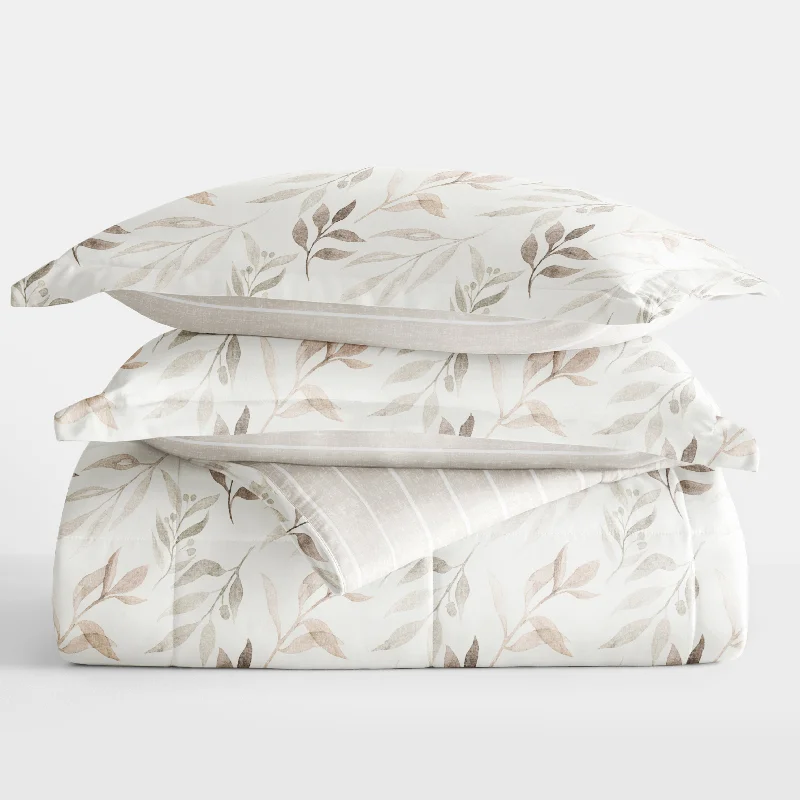 Comforter Set Patterned Reversible Microfiber All Season Down-Alternative Ultra Soft Bedding