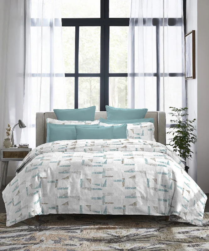 Indulgence Printed King Bedsheet, 300 TC, 100% Cotton- Stonewall Blue