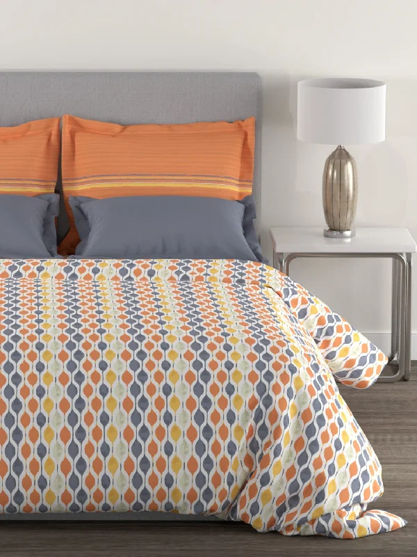 Epitome Avery Queen Bedsheet With 2 Pillow Cover, 144TC, 100% Cotton, Orange