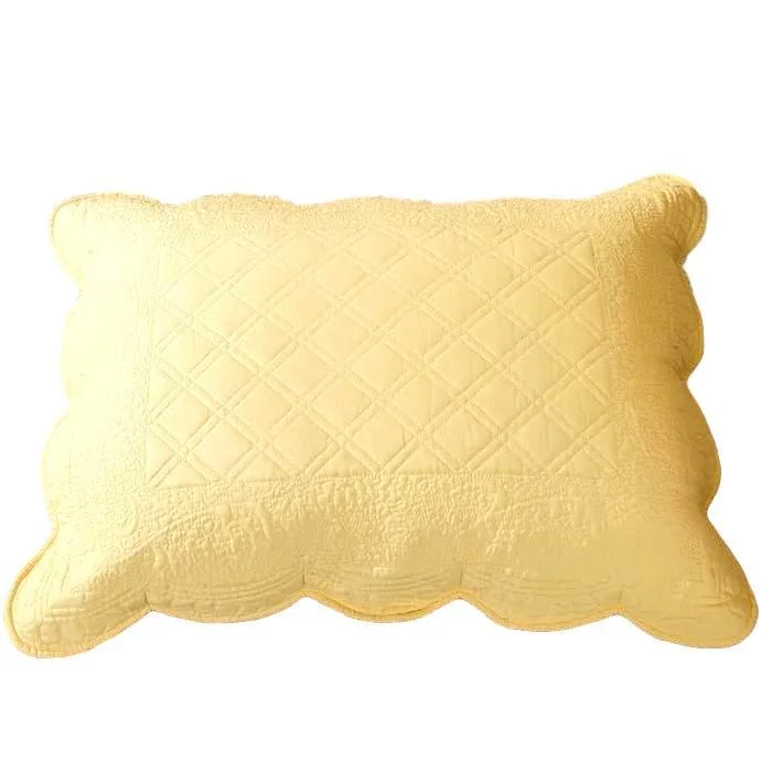 Tache Yellow Diamond Matelasse Scalloped Buttercup Puffs Pillow Sham (YELLEMDES)