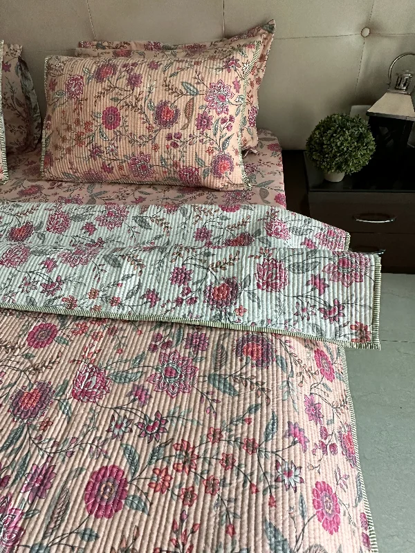 Peach Floral Bedding Set