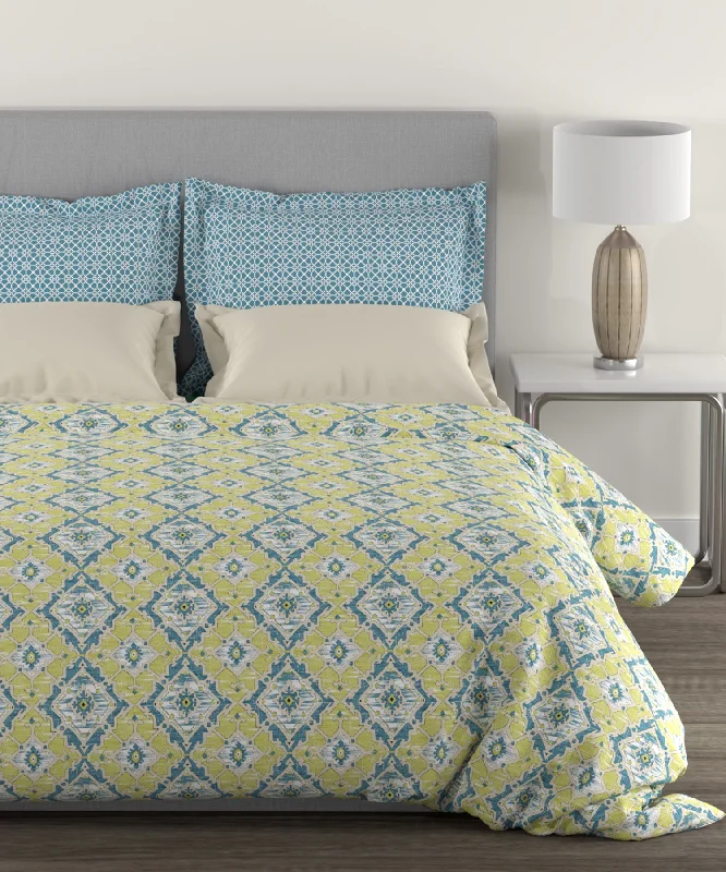 Home Essential Queen Bedsheet,144 TC, Killim Lime