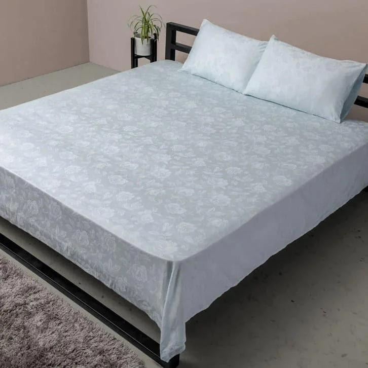 Fruva Floral Bedsheet - Pale Blue