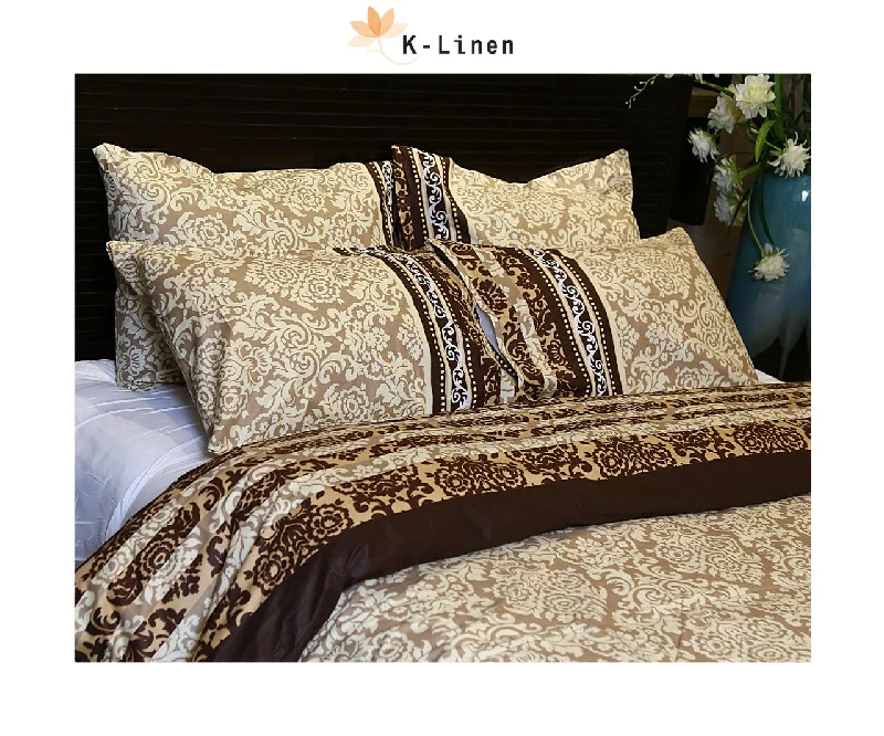 Cotton Duvet Cover Set - Camel Floral - 3PCs