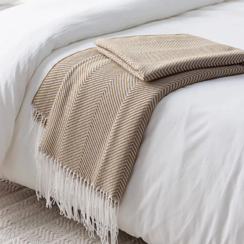 Herringbone Fringed Throw Blanket