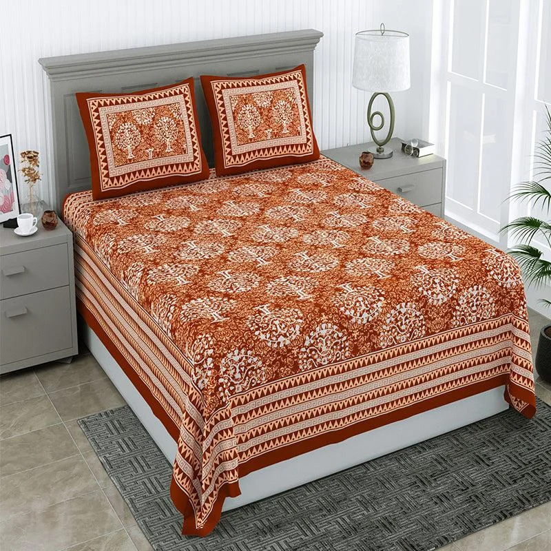 Vaasa Ethnic Bedsheet - Orange