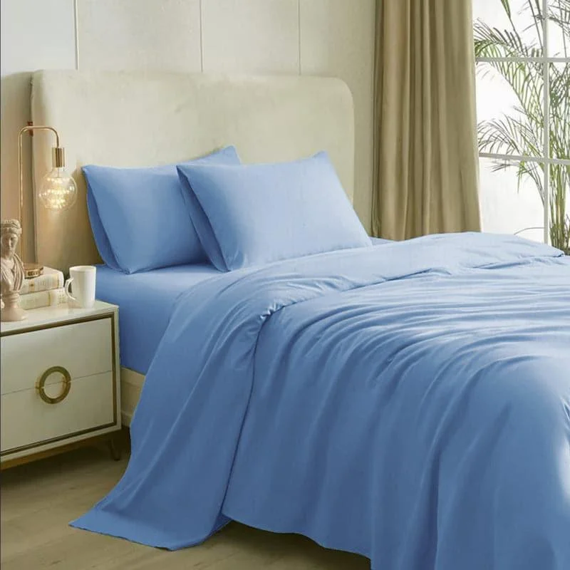 Aiden Solid Bedsheet - Blue