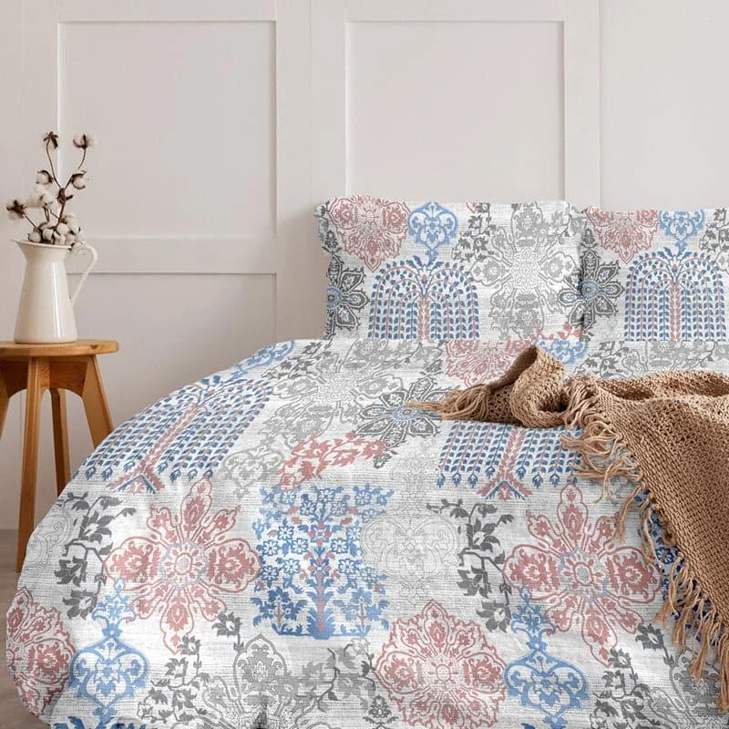 Duna Boheme Floral Bedsheet - White