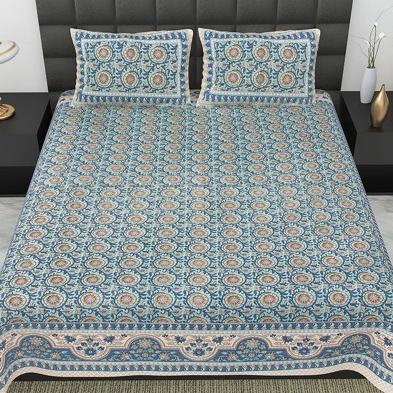 Tiana Ethnic Bedsheet - Blue