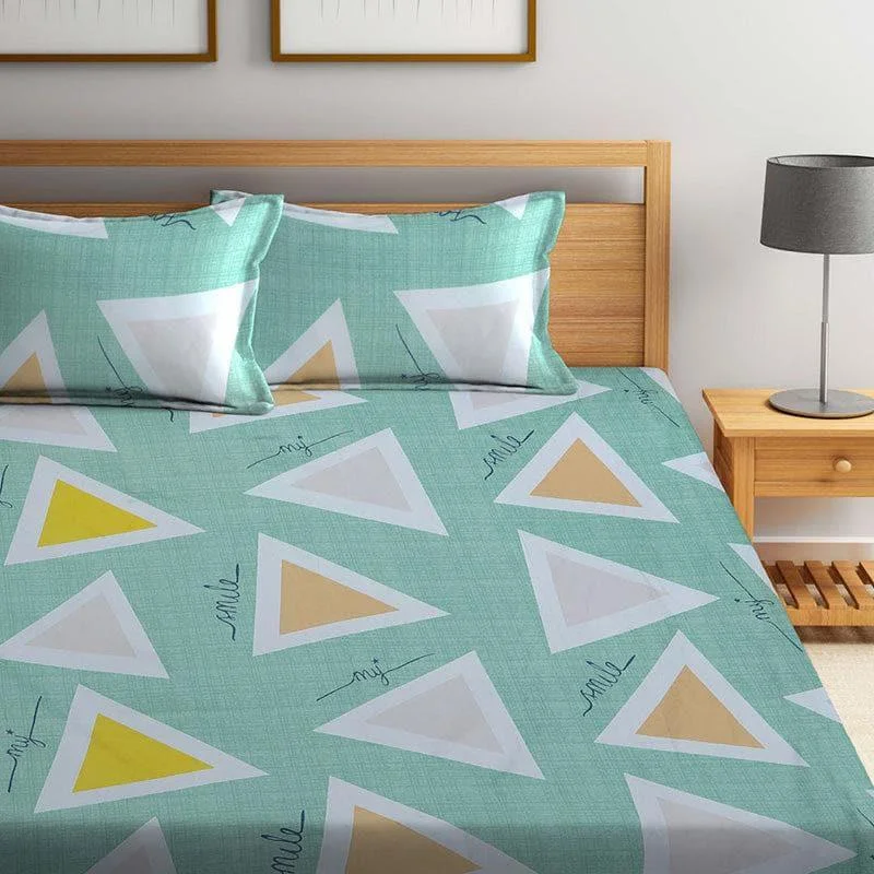 Kani Geometric Bedsheet - Teal