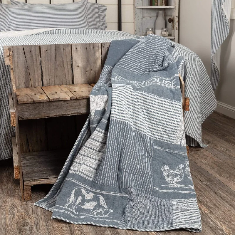 Sawyer Mill Blue Farm Animal Quilted Throw  / Wallhanging