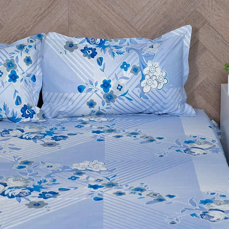 Nidra Floral Bedsheet - Blue