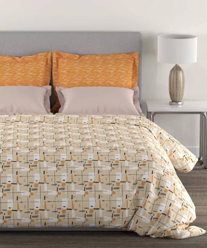 Home Essential Queen Bedsheet,144 Tc, Criss Cross Orange