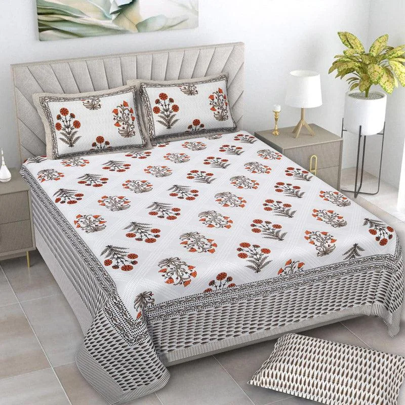 Brynn Floral Bedsheet - Brown & Grey