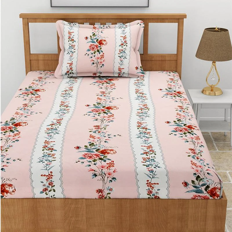 Zambak Floral Bedsheet - Rose Pink