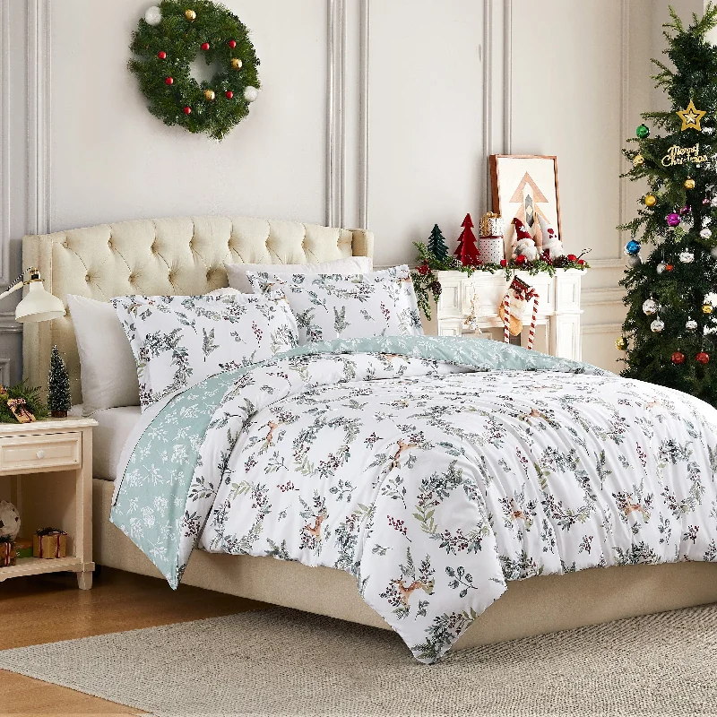 Happy Holidays Reversible Duvet Cover Set