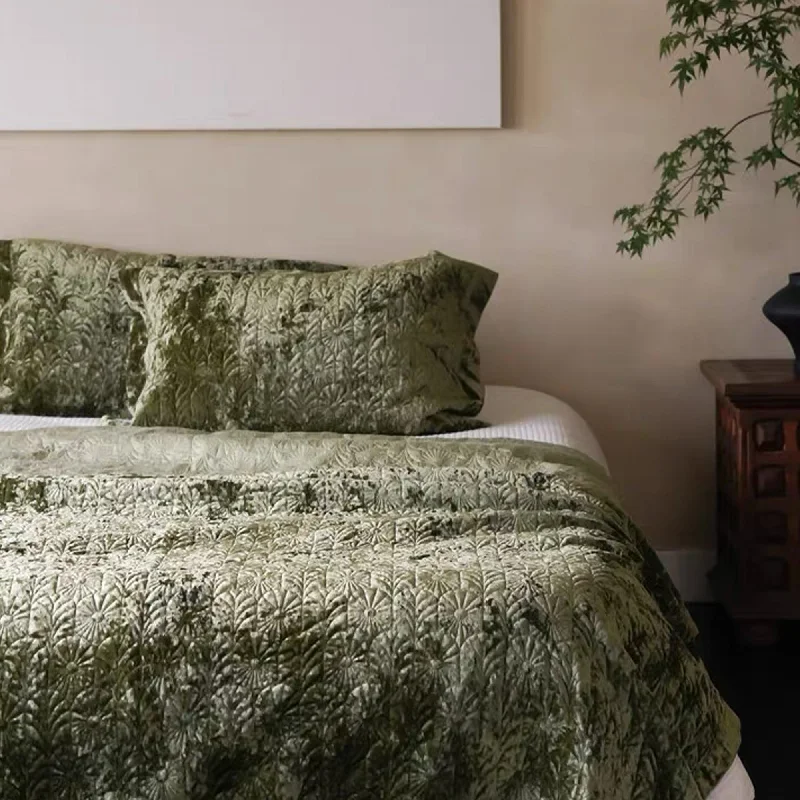 Luxe Velvet Olive Quilt Set