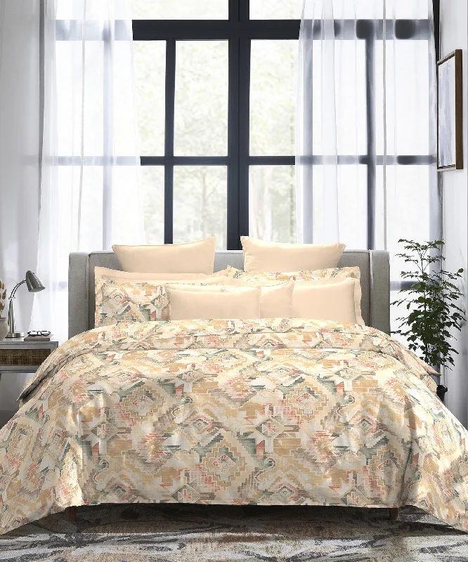 Indulgence Ambrosia King Bedsheet With 2 Pillow Cover, 300 TC, 100% Cotton, Beige