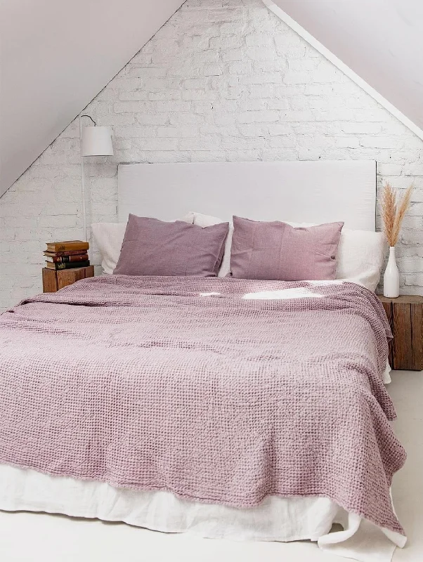 Linen Waffle Blanket | Dusty Rose