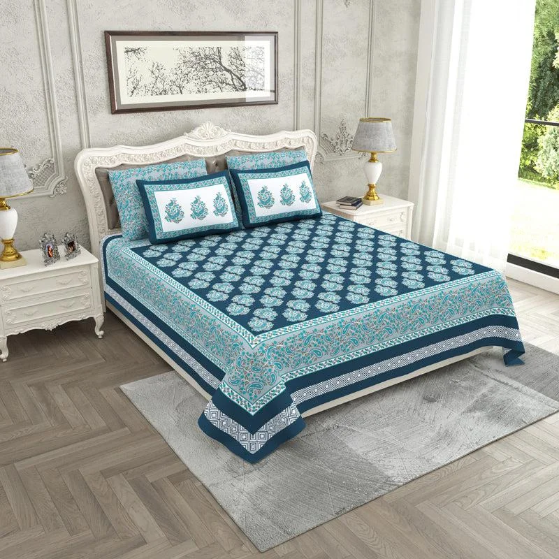 Madura Ethnic Bedsheet - Blue