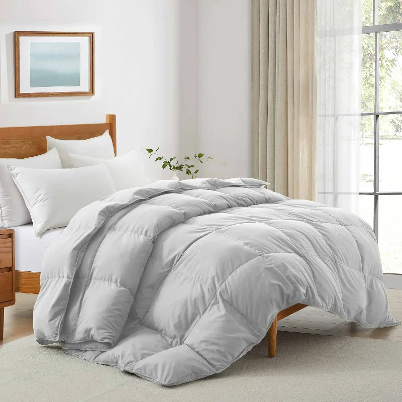 Ultra Soft Fabric All Season Premium Feather Fiber and Microfiber Comforter with 360TC Light Grey