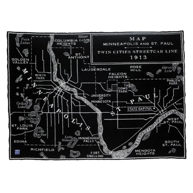 Minneapolis-Saint Paul Map Wool Throw