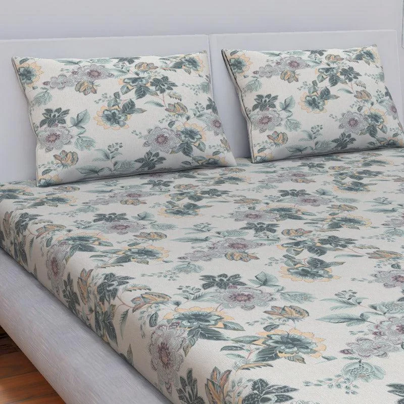 Himeya Comfort Percale Jade Garden Bedsheet - Pale Green