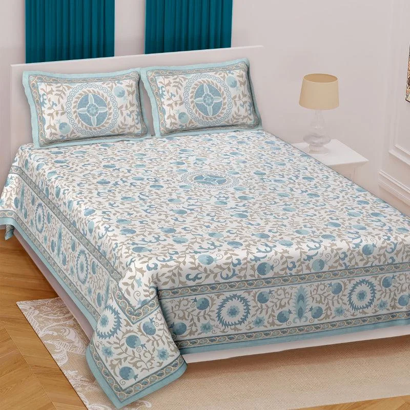 Imani Floral Bedsheet - Blue