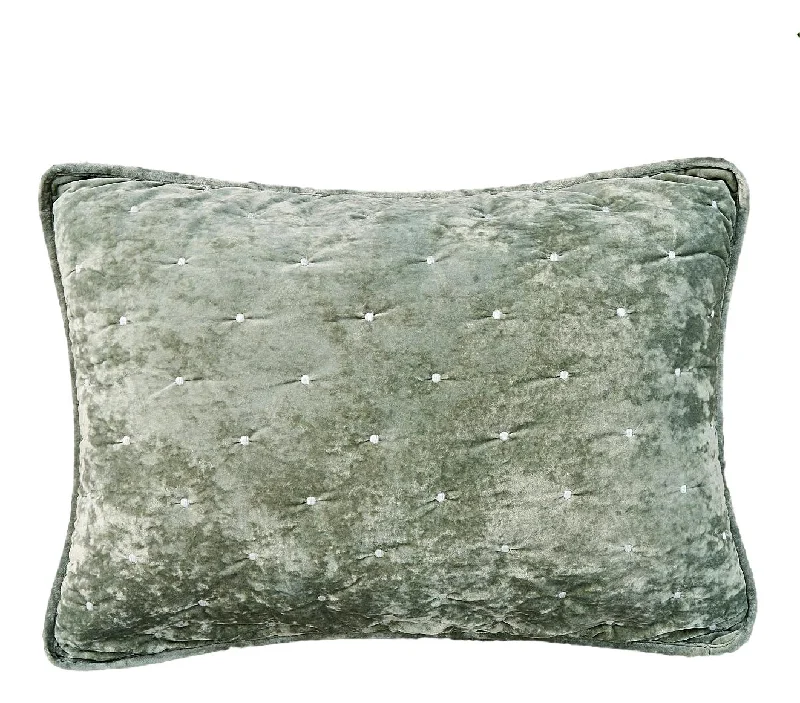 Tache Velvet Dreams Light Green Plush Diamond Tufted Pillow Sham (JHW-853G)