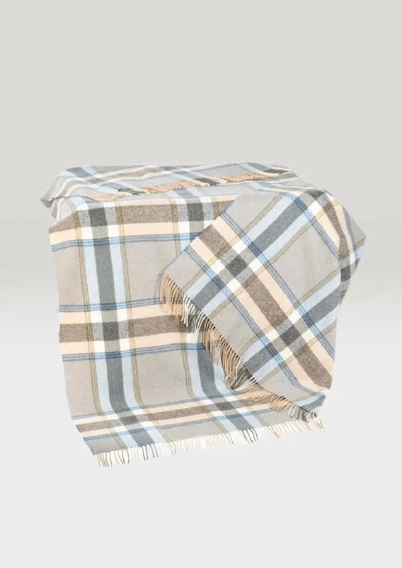 John Hanly Sky Beige Gaurd Check Throw