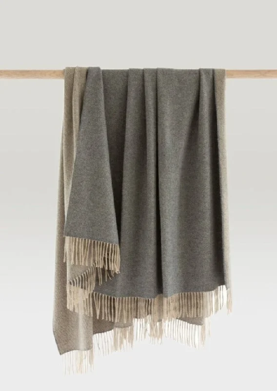 John Hanly Wool Angora Throw Grey Beige