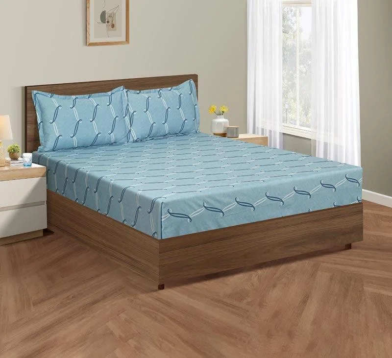 Laksha Leaf Bedsheet - Blue