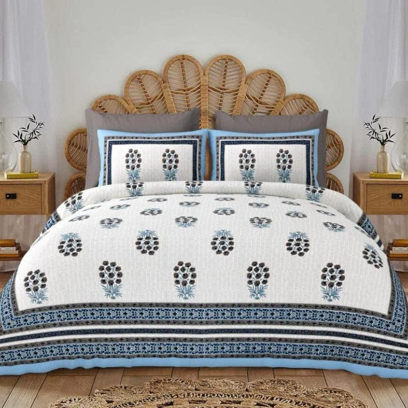 Floral Gardenia Bedsheet-Blue