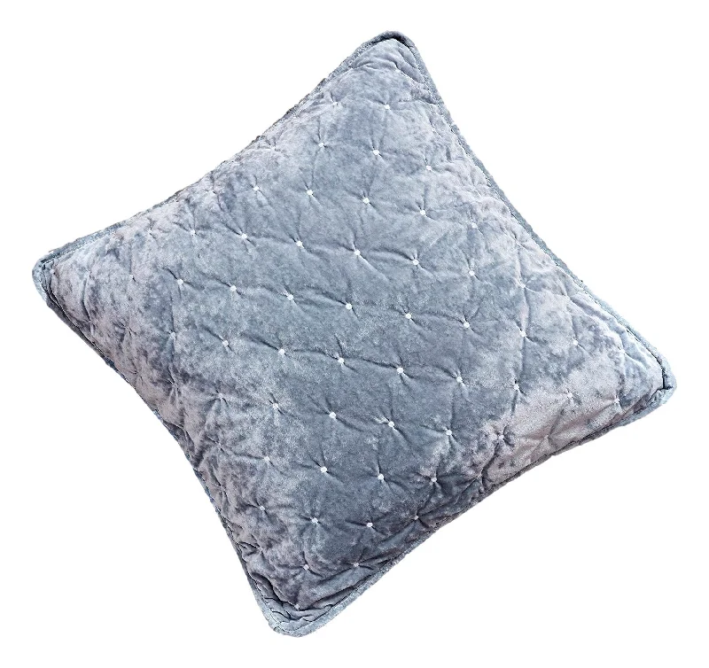 Tache Velvet Dreams Light Blue Plush Diamond Tufted Cushion Covers / Euro Sham (JHW-853LB)