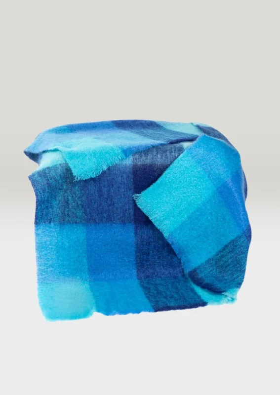 John Hanly Mohair Throw | Aqua Blue Navy