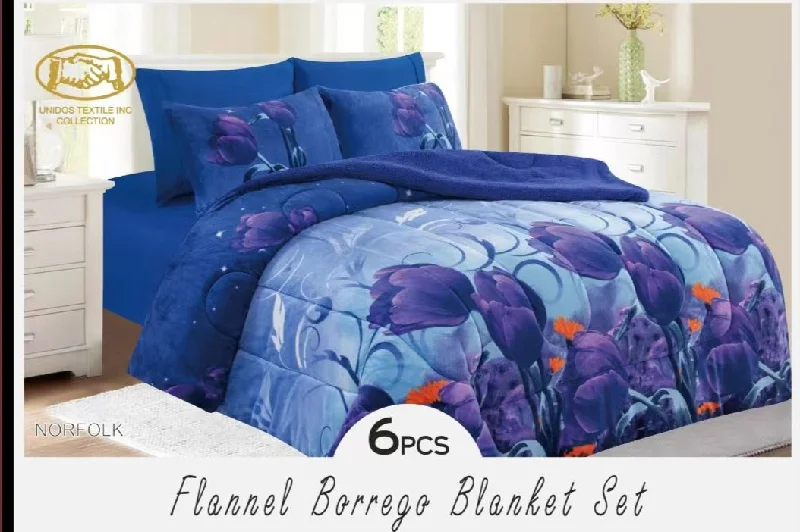 6pc Flannel Borrego Set ( King & Queen Size)