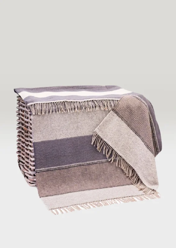 John Hanly Cashmere Merino Throw | Grey Stone Beige Stripe